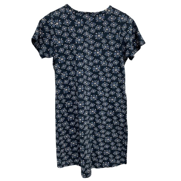 Old Ranch T Shirt Dress Size Small Crewneck Short Sleeve Geometric Blue White - Picture 2 of 7